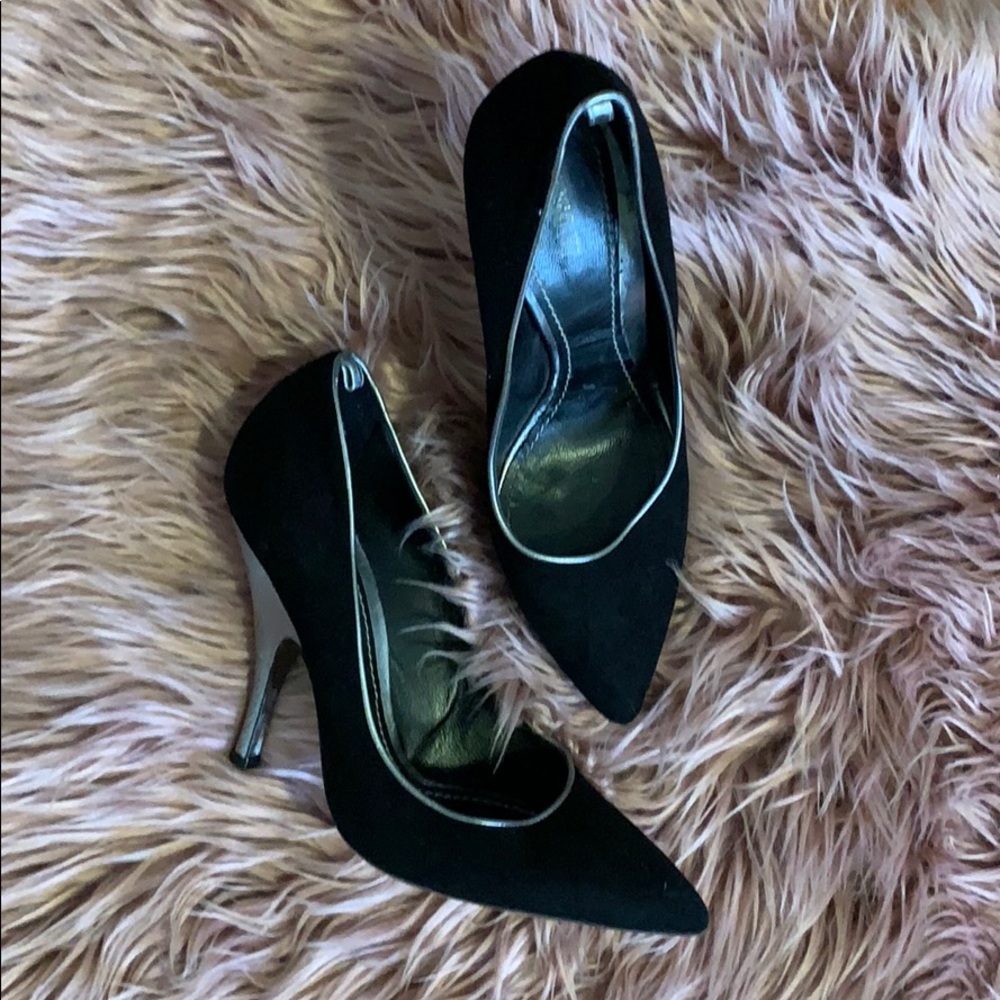 MISSONI Black Suede Metallic Leather Pumps